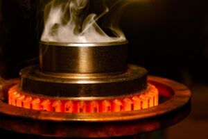 Calcining steel in an induction furnace