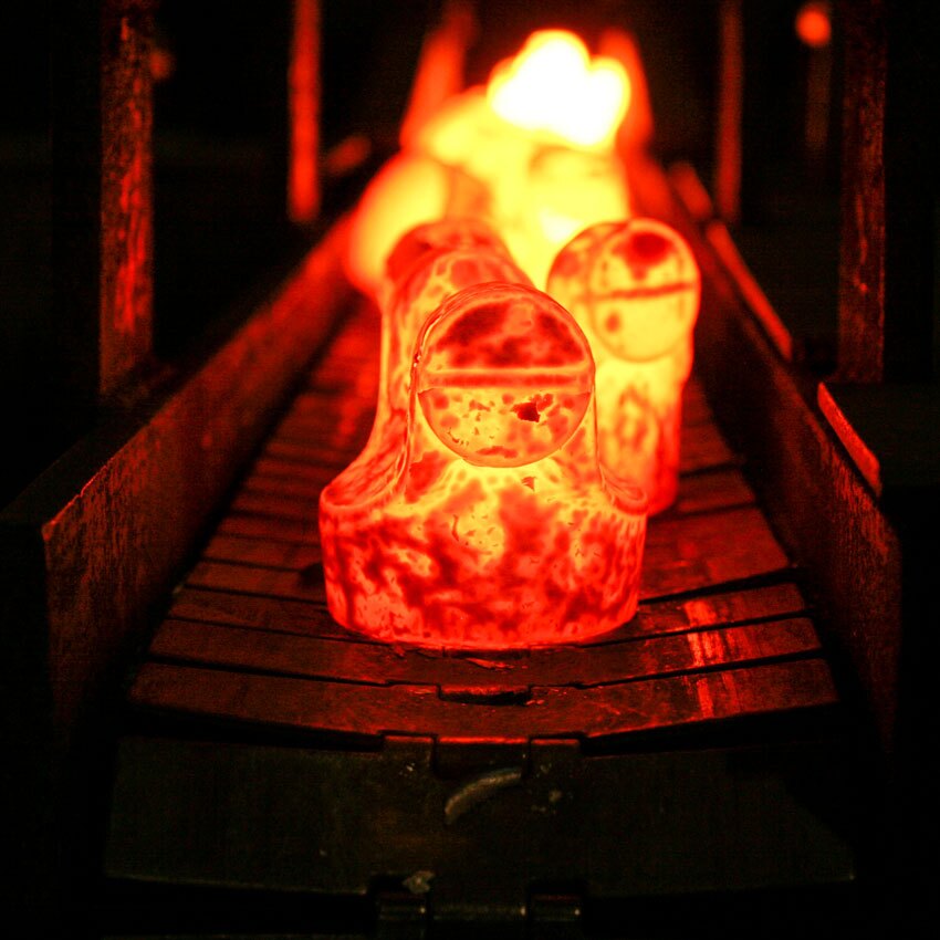 Driveshaft yoke, recently forged and glowing.