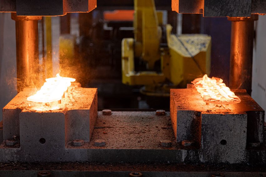 View of platters in a forge press