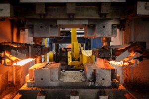 Internal view of robotic forging press