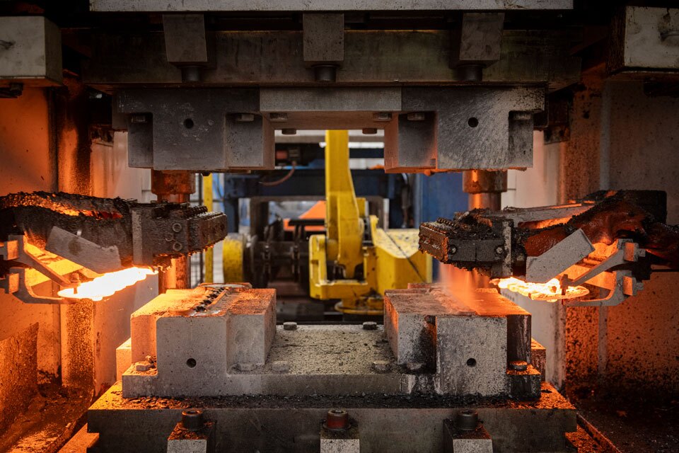 Internal view of robotic forging press